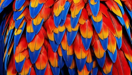 A colorful bird with blue, yellow, and orange feathers