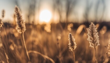 A field of tall grass with a sunset in the background - Powered by Adobe