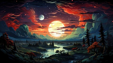 Fototapeta na wymiar Real Dark Night Sky Plenty Stars, Background Banner HD, Illustrations , Cartoon style