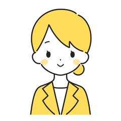 黄色｜笑顔の女性イラスト｜スーツ
