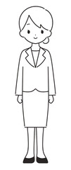 モノクロ｜笑顔の女性イラスト｜スーツ