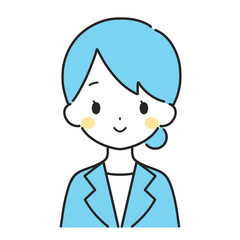 水色｜笑顔の女性イラスト｜スーツ
