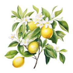 Watercolor lemon illustration. Generative AI