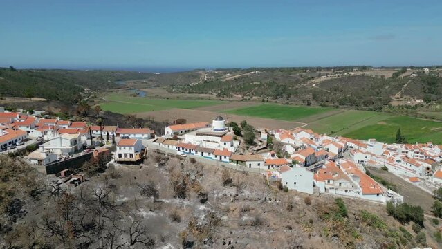 Algarve Windmill Odeceixe Portugal Drone Shot