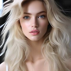 Fototapeta premium Enchanting Elegance: Gorgeous Blonde Woman in a Beautiful Dress