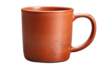 Modern Charming Clay Coffee Mug On a White or Clear Surface PNG Transparent Background.