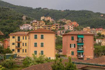 Residential houses on the shores of the Ligurian Sea in the Italian town of La Spezia