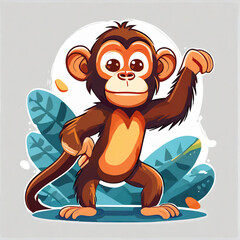 cool monkey dabbing cartoon vector icon illustration