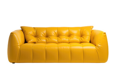 Comfortable Yellow Color Contemporary Sofa On a White or Clear Surface PNG Transparent Background.