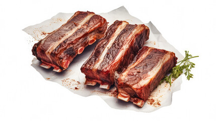 Fototapeta premium Savory perfection, Pork ribs on parchment with spices and herbs