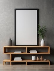 Mockup poster frame close up in minimalist modern interior background