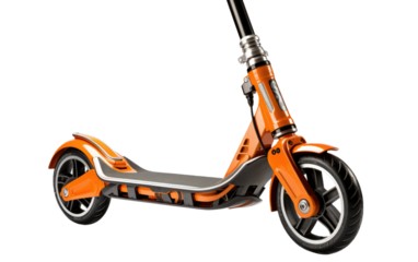 Orange Steel Kick Scooter in Modern Design On a White or Clear Surface PNG Transparent Background.
