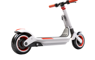 White Steel Kick Scooter Balance Structure On a White or Clear Surface PNG Transparent Background.