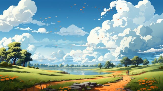 World Environment Day Concept Orange Cloudy, Background Banner HD, Illustrations , Cartoon style
