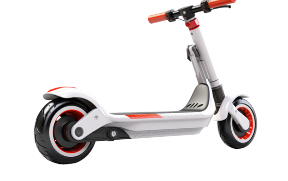 White Steel Kick Scooter Balance Structure On a White or Clear Surface PNG Transparent Background.