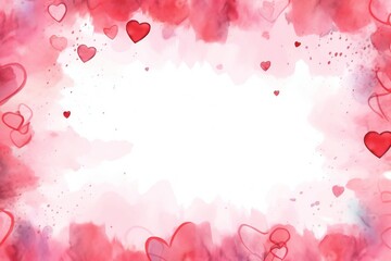 Abstract watercolor Valentine's day frame with empty space in the middle Generative AI 