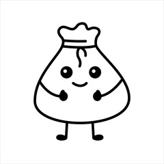 Santa Claus bag emoticon color element. Cartoon happy character.