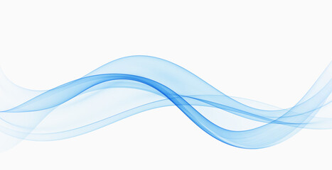 Blue transparent flow of wavy lines, abstract wave blue.