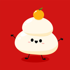 Japanese New Year Kagami Mochi Rice Cake. Illustration material Kagami mochi lucky charm simple vector. Kagami Mochi character or mascot.