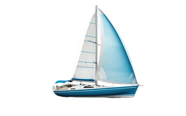 A Sailing Yacht with Vibrant Side View On a White or Clear Surface PNG Transparent Background.