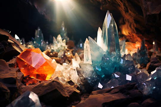 Beautiful crystals in the cave