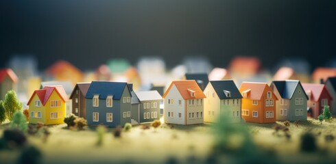 miniature houses in a small town - obrazy, fototapety, plakaty