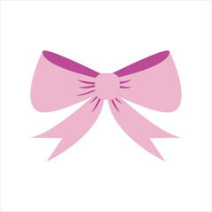 Simple pink bow. Decoration for girls, hair care. Items for everyday use, creating stylish and bright look for baby. Cartoon flat vector illustration