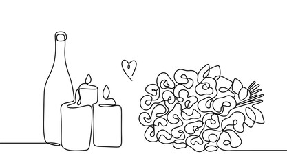  Romantic dinner. Love. One line