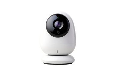 Solo Shot of a Stylish and Advanced Security Camera on a White or Clear Surface PNG Transparent Background.