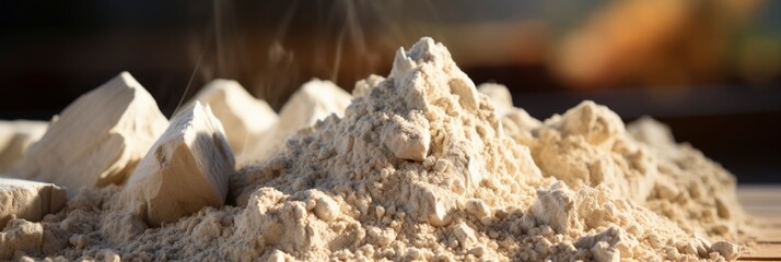Obraz premium Close Light Beige Artificial Stone Dust, Background Image, Background For Banner, HD