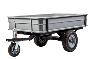 Explore with Style Stylish Gray Plastic and Steel Wagon Adventure on a White or Clear Surface PNG Transparent Background.