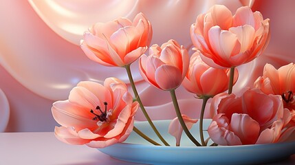 Composition Clean Plates Beautiful Tulip Flowers, Background Image, Background For Banner, HD