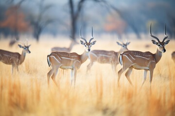 impala herd grazing in open savanna