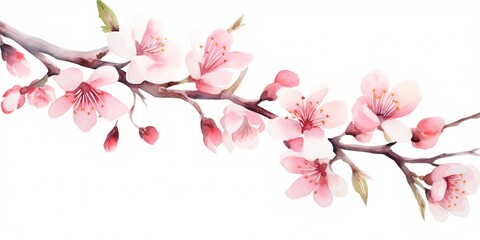 Sakura branch in watercolour style