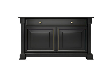 Isolated Black Color Cabinet Versatile Elegance for Every Room on a White or Clear Surface PNG Transparent Background.