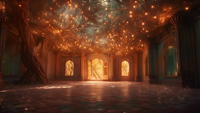 	
empty room in a magical forest. Created with generative AI.	
