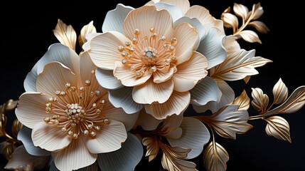 Fototapeta na wymiar Flower Brooch Made Natural White Mother, Background Image, Background For Banner, HD