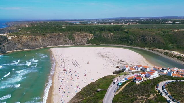 Algarve Beach Odeceixe Portugal Drone Shot