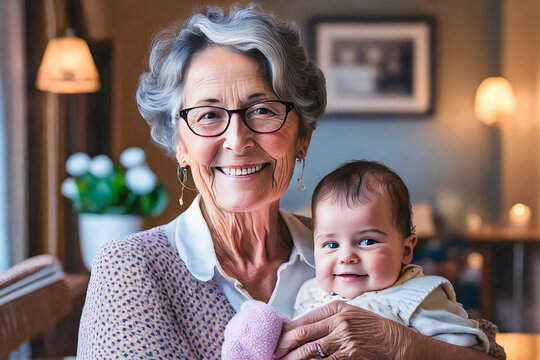 nonna anziana con neonato bisnonna 