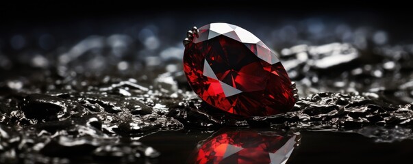 Beautiful shinning red diamond on the black background.