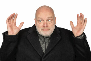 Mature Man in Distress: Emotional 58-Year-Old with a Winter Coat