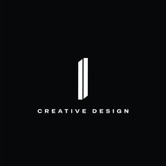 3D Style Minimal I logo design