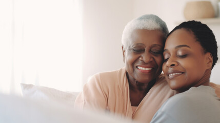 Fototapeta premium Happy senior woman enjoying in daughter's affection on Mother's day.