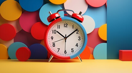 The alarm clock on a colorful background.