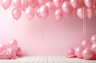 pink balloons in the room