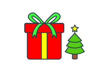 gift box icon. icon related to Christmas and the end of the year. flat line icon style. simple vector design editable