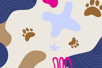 Free shape vector illustration background. Color splash abstract background for design. Template banner and cover for social media ad. dog paws