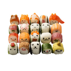 Sushi shaped as animals, PNG image, isolated image.