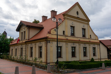 Fototapeta na wymiar Historic building of former rectory (so-called “parsonage”). Ledziny, Poland.