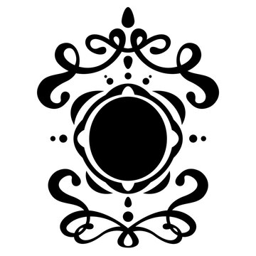 Runder Rahmen f&uuml;r Initialien, florale Schn&ouml;rkel, schwarze Ranken